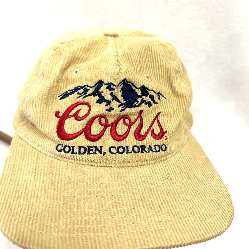 Coors Banquet Beer Hat Tan Corduroy Snapback Golden Colorado Vintage Style Cap - Picture 2 of 9